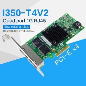 I350-T4V2 4-Port Gigabit Ethernet PCI-Express X4  I350AM4 Server Adapter Network Card