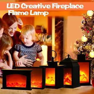 Flame Lantern Lamps Simulated Fireplace Battery Courtyard Room Decor Flame Nordic Style Decoration Christmas Ornament #YL10