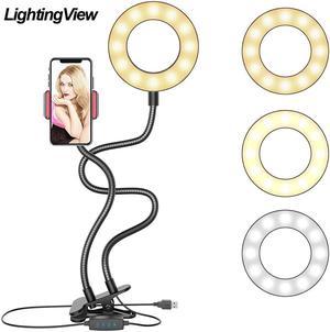 Clip On Led Selfie Ring Light With Cell Phone Holder Flexible Dimmable Make up Lamp Desk Table Lamp Photo Studio For Live Stream