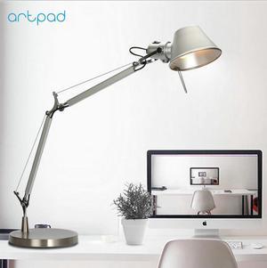 Business Gift Fashion Design LED Work Lamp for Desktop Aluminium E27 Flexible Adjustable Eye Care Study Table Lamp Silver