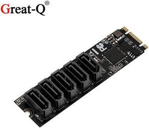 3.0 SSD M.2  NVME   to 5 Ports 7Pin SATA 3.0  6G  m2 pci express pci-e Adapter with SATA  cable  JMB585 Chip