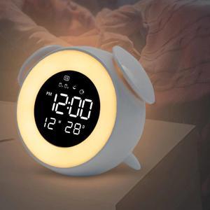 Bedside Clock USB Electronic Table Alarm Clock Wake Up Light Alarm Clock Night Light Bedroom Lamp