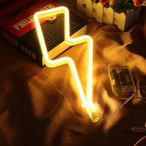 Neon Sign Lightning Shaped USB Battery Operated Night Light Decorative Table Lamp For Home Party Living Room Xmas Gift
