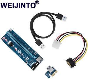 lowest price PCI Express Riser Card PCI-E 1x to 16x Extender USB 3.0 data Cable&SATA to 4Pin IDE Molex Power cable  006