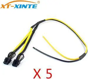 5Pcs Dual PCIe PCI-E Graphic Video Card 8pin 6+2pin DIY Splitter Power Cable Cord for Bitcoin Litecoin RIG Miner 12AWG+18AWG