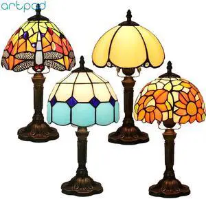 Mediterranean Decor Turkish Mosaic Lamps E27 Stained Glass Lampshade Bedroom Bedside Vintage Table Lamp Light Fixtures
