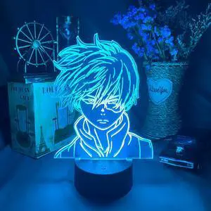 My Hero Academia Shoto Todoroki Figure 3D Led Night Light Lamp for Kids Child Boys Bedroom Decor Acrylic Table Lamp Gift