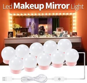 Mirror Vanity LED USB Light DC12V Lamp Stepless Dimmable LED Dressing Table Lighting 2 6 10 14 Bulbs Hollywood Style Lamp