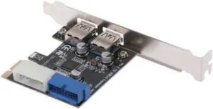 PCI Express USB 3.0 2 Ports Front Panel with Control Card Adapter 4-Pin & 20 Pin Feb6
