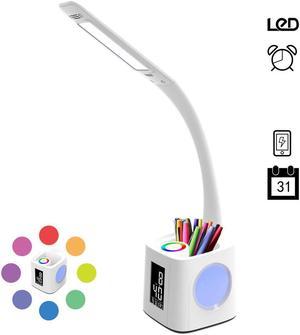 led desk lamp table lamp with pen holder usb port&screen&calendar&color night light dimmable led for kids students lamps