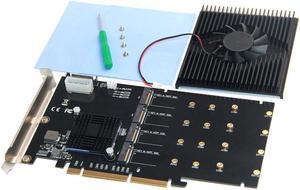 on Cards Adapter M.2 Raid Controller/Ssd/Card Pci-E/Pcie M.2 Ssd Cooling Heatsink Pcie X16 for M.2 2280 Nvme Ssd +Fan