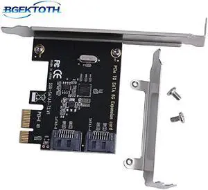 PCIe PCI Express to 6G SATA3.0 2-Port SATA III Expansion Controller Card Adapter