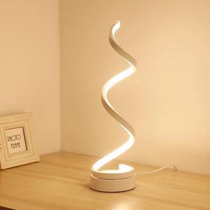 Plug Led Table Lamp Modern Creative Spiral Design Minimalist Lighting Dimmable Floor Desk Lamp Great For Living Room White