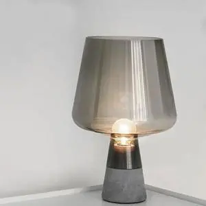 Smoke Grey Industrial Table Lamp Bedroom Bedside Concrete Glass Desk Lamp Reading Living Room Home Offices Makeup Table