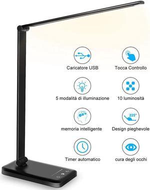 Dimmable Table Lamp USB LED Reading Light Foldable Rotatable  Switch LED Desk Lamp Wireless Charging Desk Light