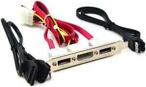 2 Ports SATA to eSATA + IDE 4 Pin Power PCI PC Computer Bracket Slot Cable 30cm 2ft External Set 3 in 1