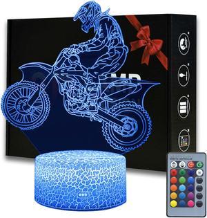 Motorcycle 3D Illusion Lamp With Remote Control Room Decoration Lampe Dirt Bike Night Lights For Birthday Xmas Gifts