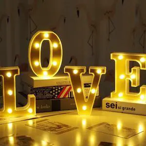 3D LED Letters Night Light Lamp Alphabet Sign Marquee Table Lamp Nightlights Birthday Wedding Party Decor Lovers Gifts