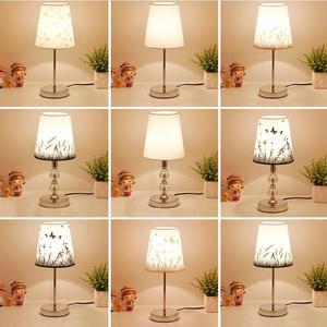 Table Lamp Crystal Bedside Lamp Nordic Mini LED Desk Lamp For Bedroom Living Room Baby Room Bookcase Flaxen Fabric E27 EU Plug