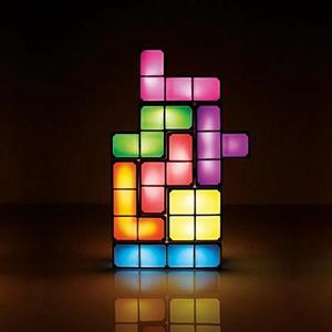 Upgrade DIY Tetris Puzzle Retro Game Colorful Brick Toy Stackable LED Desk Lamp Constructible Block Night Light