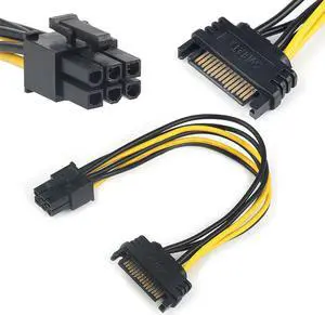 15 Pin SATA Power to 6 Pin PCI Express Adapter Cable Power Supply Cable 20CM 1 Pcs SATA 15-Pin Female to 6 Pin PCI-Express Card