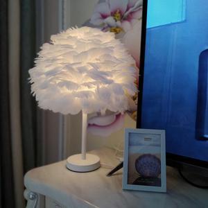 Table Lamp Elegant Feather Lamp  Lamp Nightstand Lights Bedroom Living Room Wedding Birthday Desk Lamp E27 EU Plug