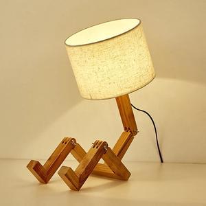 Shaped Living Room E27 Flexible Wooden Base LED Table Lamp Working Nordic Modern Learning For Bedroom Interior Decoration