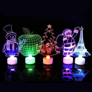 3D LED Night Light for Kids Children Home Room Decor  Flash Table Lamp Eiffel Tower Santa Claus Christmas Decoration