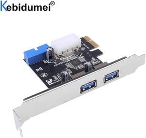 USB 3.0 PCI-E Expansion Card Adapter 2 Port External USB3.0 Hub Internal 19pin Header PCI-E Card 4pin IDE Power Connector