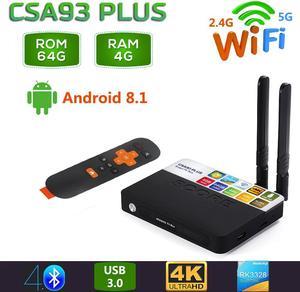 2019 CSA93 Plus Android 8.1 TV Box 4GB RAM 64GB ROM 2.4G 5G WiFi Bluetooth 4.0 Smart Set Top Box RK3328 H.265 4K HD Media Player