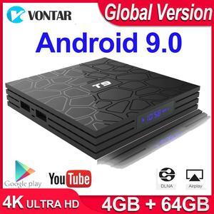 9.0 TV BOX T9 Smart TV Box 4K Quad Core Media Player 4GB RAM 32GB/64GB ROM H.265 2.4G/5G WIFI USB 3.0 TVbox Set Top Box