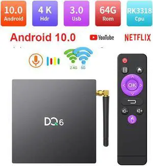 Smart TV Box RK3318 Android 10.0 TV Box Android 10 Set Top Box 4GB 32GB 64GB Dual Wifi Media Player Youtube 4K DQ6 TVBOX