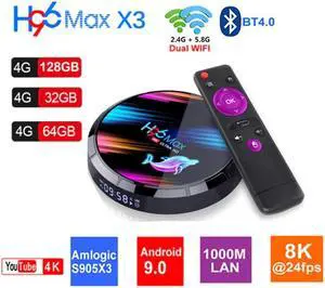 Max X3 2020 tv player Android 9.0 TV BOX  Amlogic S905X3 4GB 128GB 2.4G&5G Wifi BT 1000M 8K 4K Set top box Media Player