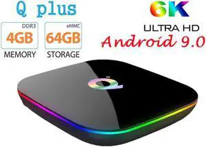 Plus Smart TV Box Android 9.0 TV Box 4GB RAM 32G/64G ROM uad Core H.265 WiFi Google Play store Youtube Set Top Box PK H96/X96