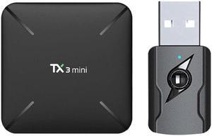 Mini TV Box Android 8.1 TV Box EU Plug with 4 in 1 USB Bluetooth 5.0 Wireless Receiver 3.5mm AUx o Adapter