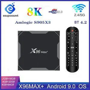 max plus Smart TV Box Android 9.0 TVBox Amlogic S905X3 4GB 32GB 64GB 8K 1080P HD Media Player Dual WIFI Max Set top Box