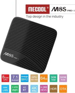 Smart TV Box Android  7.1  M8S PRO L ATV Smart Voice IR Amlogic S912 Octa Core 3GB 16GB/32GB WiFi BT4.1 HD Media Player