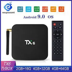 Box Android 9.0 Smart  Box TX6 Android  BOX 4GB RAM 64GB Allwinner H6 Quad Core USD3.0 2.4G/5Ghz WiFi 4K BOX Tanix TX6