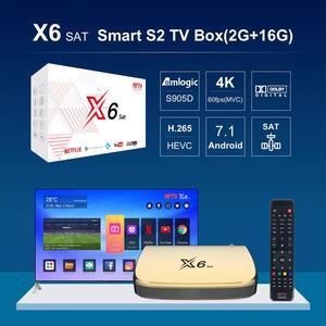 AFTV X6 Sat Amlogic S905D 2G 16G 4K 2.4G Wifi Android TV Box DVB-S2 Hybrid Smart Box  TV  V OD