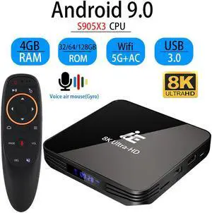 Android 9.0 8K 4K TV BOX 4GB 64GB Youtube  Bluetooth 4.1 1000M 2.4G and 5G wifi Amlogic S905X3 Set top TV BOX
