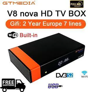 Freesat v8 NOVA satellite receiver  V8 Nova built-in WIFI power supply DVB-S2 Europe Cline TV box is the same as V9 Super