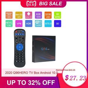 2020 Freeshipping Q96HERO Android 10.0 TV Box 4GB 32GB UHD 4K Media Player 6K HDR H.265 VP9 BT5.0 100M Display Remote Controll