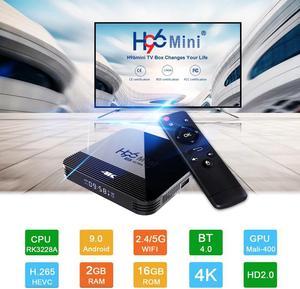 Mini H8 Android 9.0 Smart TV Box 2GB 16GB 2.4G/5G Wifi 4K Youtube Media player BT4.0 4K Google Play Android TV Set top box