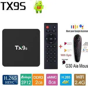 TX9s TV Box Amlogic s912 quad core android 9.0 2GB 8GB 2.4G Wifi 4K Assistant Media player  Apps