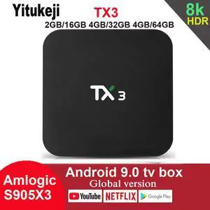 TX3 Android 9.0 TV BOX Amlogic S905X3 H.265 8K Netflix HDR 2.4G/5GHz Dual Wifi BT 4.2 Smart Boxes Media Player Set Top Box