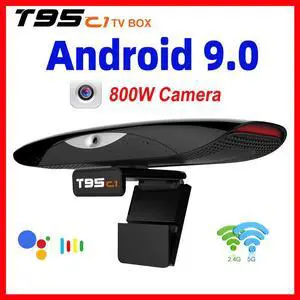 2020 Android 9.0 Smart TV Box T95C1 Support 800W pixel Camera 2.4&5G Dual Wifi 100M LAN 1080P output 4K HD Media Player Youtube
