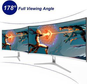 1800R 32 Inch Curved Wide Screen LCD Gaming Monitor Flexural Panel 2mm Side Bezel-Less  DVI DP Input Flicker Free
