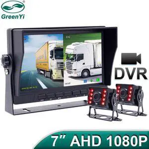 7 inch 1080P Recording DVR AHD IR Car Rear View Camera  Truck Vehicle IPS Monitor Sunshade Support SD Card
