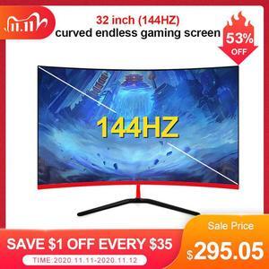32" Computer PC Gaming Curved Monitor 144HZ 1920*1080 16:9 IPS Display Screen DVI-D/ Audio Interface 178° Wide Angle View