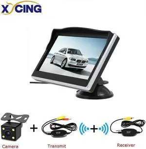 5 Inch TFT LCD 800*480 HD Screen Car Monitor with Rubber Vacuum Cup Bracket Color Car Reverse Rear View Backup Camera